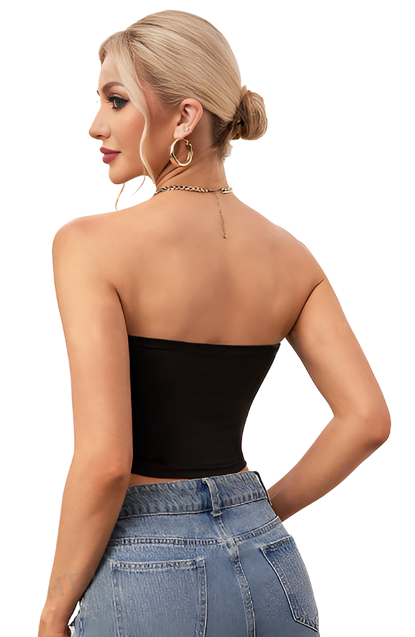 Fitted Crop Tube Top Basic Strapless