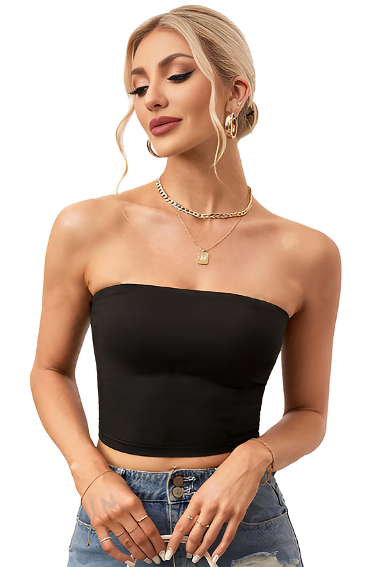 Fitted Crop Tube Top Basic Strapless